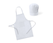 Set tablier et toque de cuisine en non-tissé pour enfants couleur blanc