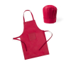 Set tablier et toque de cuisine en non-tissé pour enfants couleur rouge