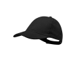 Casquette 6 panneaux en coton peigné avec fermeture velcro couleur noir