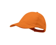 Casquette 6 panneaux en coton peigné avec fermeture velcro couleur orange