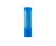 Baume à lèvres avec SPF15 dans étui coloré translucide couleur bleu ciel