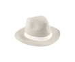 Chapeau de paille blanc à large bord avec ruban coloré couleur naturel