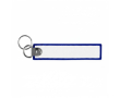 Étiquette brodée impression intégrale avec double anneau porte clés couleur bleu électrique