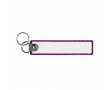 Étiquette brodée impression intégrale avec double anneau porte clés couleur mauve