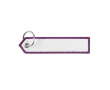 Porte-clés textile impression intégrale type étiquette couleur mauve