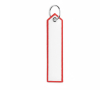 Porte-clés impression intégrale en polyester avec design étiquette couleur rouge