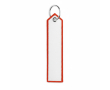 Porte-clés impression intégrale en polyester avec design étiquette couleur rouge foncé