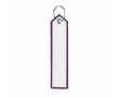 Porte-clés impression intégrale en polyester avec design étiquette couleur mauve