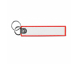 Porte-clés impression intégrale en forme d’étiquette avec deux anneaux couleur rouge
