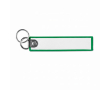 Porte-clés impression intégrale en forme d’étiquette avec deux anneaux couleur vert bouteille