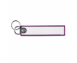 Porte-clés impression intégrale en forme d’étiquette avec deux anneaux couleur mauve