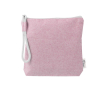 Trousse de toilette pastel en coton recyclé avec bracelet en corde couleur rose