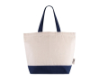 Sac en coton recyclé avec anse et base de couleurs 320 g/m2 couleur bleu