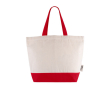 Sac en coton recyclé avec anse et base de couleurs 320 g/m2 couleur rouge