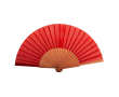 Éventail personnalisé élégant en bois foncé et tissu en polyester couleur rouge