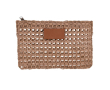Trousse en papier de jute avec étiquette en cuir couleur marron