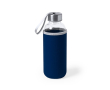 Gourde en verre personnalisée avec étui 420 ml Crystal Colorful couleur bleu marine