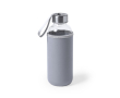 Gourde en verre personnalisée avec étui 420 ml Crystal Colorful couleur gris