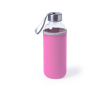 Gourde en verre personnalisée avec étui 420 ml Crystal Colorful couleur rose
