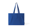 Grand sac en coton recyclé avec soufflet et longues anses 220 g/m² couleur bleu