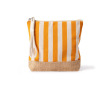 Trousse rayée en coton et jute avec cordon sur la tirette couleur orange