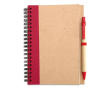 Carnet en papier recyclé avec détail en couleur couleur rouge