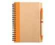 Carnet en papier recyclé avec détail en couleur couleur orange