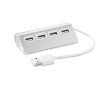 Hub publicitaire USB de 4 ports couleur argenté mat