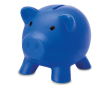 Tirelire publicitaire en forme de cochon couleur bleu