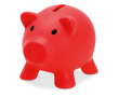 Tirelire publicitaire en forme de cochon couleur rouge