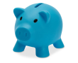 Tirelire publicitaire en forme de cochon couleur turquoise