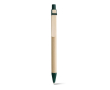 Stylo en papier avec clip en bois couleur vert