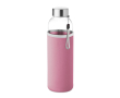 Gourde en verre personnalisée avec étui couleur rose