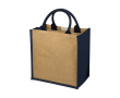 Sac toile de jute personnalisable avec soufflet couleur bleu
