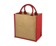 Sac toile de jute personnalisable avec soufflet couleur rouge