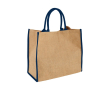 Sac cabas personnalisé en toile de jute couleur bleu