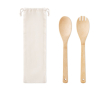 Set de 2 ustensiles pour la salade en bambou couleur beige