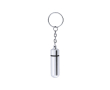 Porte-clés pilulier en aluminium couleur argenté