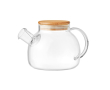 Théière en verre avec couvercle en bambou couleur transparent
