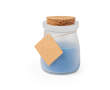 Bougie personnalisable dans pot en verre couleur bleu