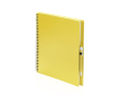 Cahier à spirale écologique avec stylo couleur jaune