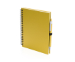 Cahier à spirale personnalisé avec stylo couleur jaune