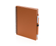 Cahier à spirale personnalisé avec stylo couleur orange