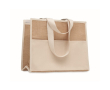 Élégant sac cabas en toile et en jute couleur beige