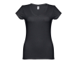 T-shirt floqué avec col V pour femme 150 g/m2 couleur noir