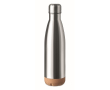 Bouteille en inox avec base en liège couleur argenté mat