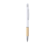 Stylo en bambou avec pointeur tactile couleur blanc