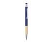 Stylo en bambou avec pointeur tactile couleur bleu marine