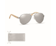 Lunettes de soleil avec branches en bambou couleur argenté brillant