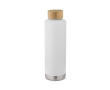 Bouteille en acier avec bouchon en bambou couleur blanc